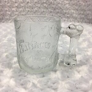Flintstones McDonalds Collectible Clear Glass Handled Mug‎ Vintage 1993